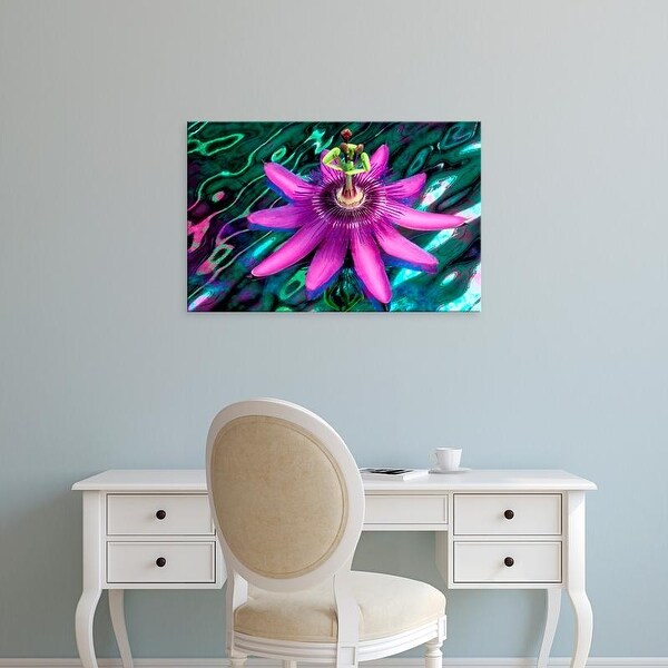 Easy Art Prints Jaynes Gallery's 'Detail Of Passion Flower On Stained Glass' Premium Canvas Art