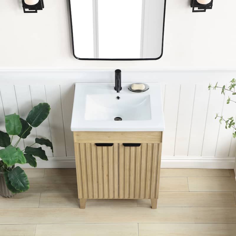 Palos Single Bath Vanity with Ceramic Basin Top without Mirror