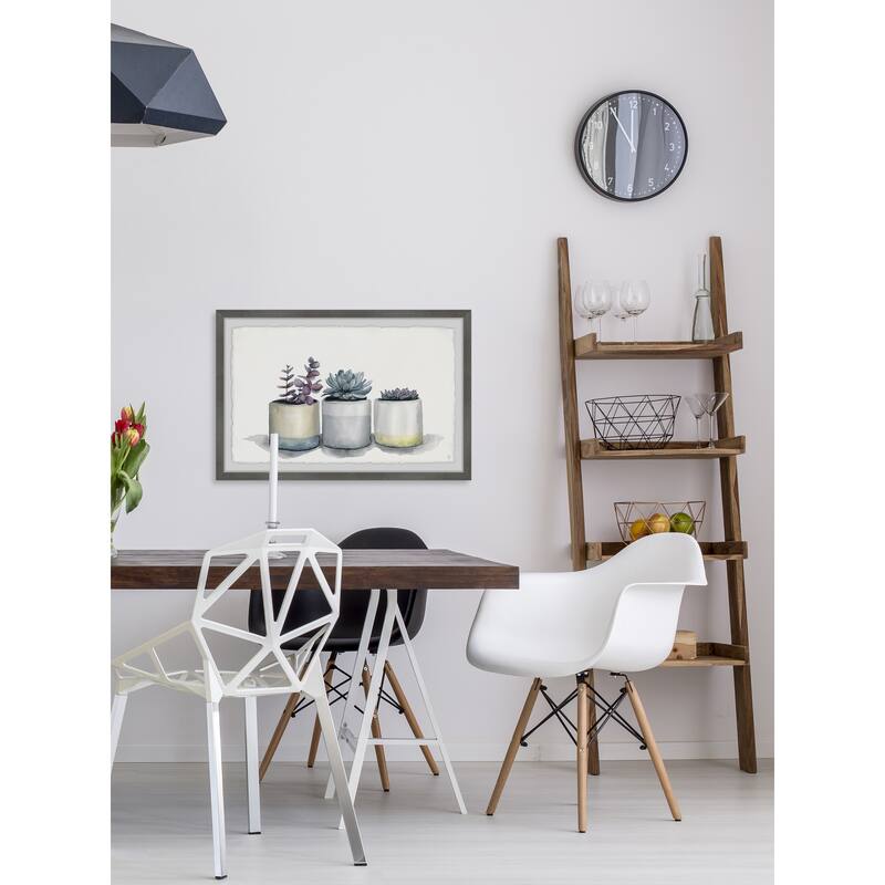 Three Potted Succulents II Framed Wall Art, Elegant Home Touch - Sophisticated Artwork for Refined Décor