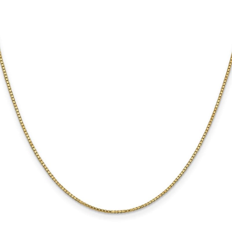 Curata 14k Yellow Gold Polished 9" 1.1mm Box Chain Anklet (Lobster Claw)