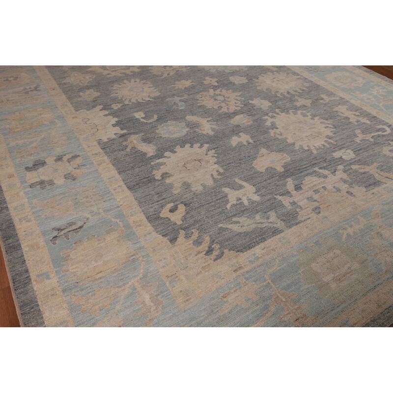 Vegetable Dye Floral Oriental Oushak Turkish Rug Handmade Wool Carpet - 9'5"x 11'9"