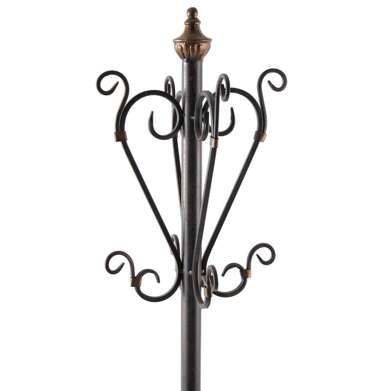 Metal Vintage Style Coat Rack with Scroll Designs - Black - Roche River Decor - 11"Wx11"Lx74"H