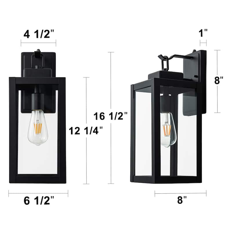 C Cattleya 1-Light Matte Black Dusk to Dawn Outdoor Wall Lantern Sconce
