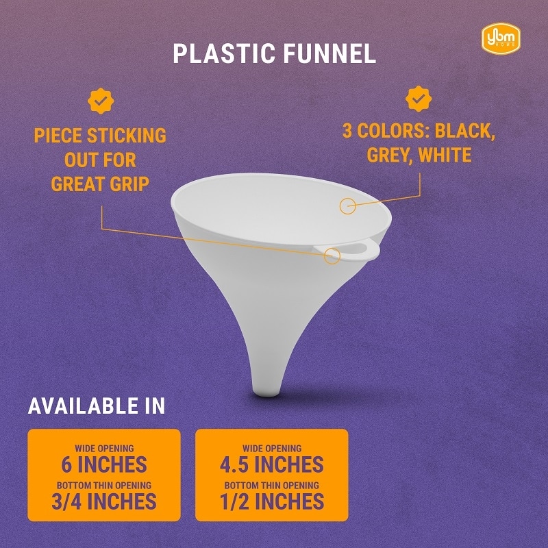 YBM Home Plastic Funnel for Liquid Transfer Grade