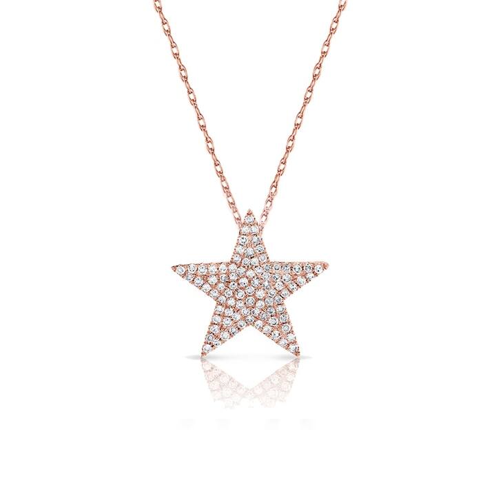 Joelle Collection Diamond Star Necklace 1/3 ct. TDW 14K Gold on a 16-inch Chain - Rose