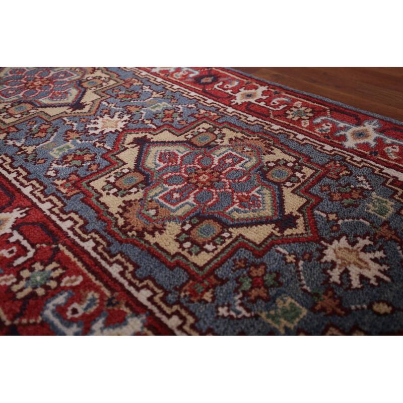 Blue Kazak Oriental Runner Rug Hand-Knotted Geometric Wool Carpet - 2'7"x 8'3"
