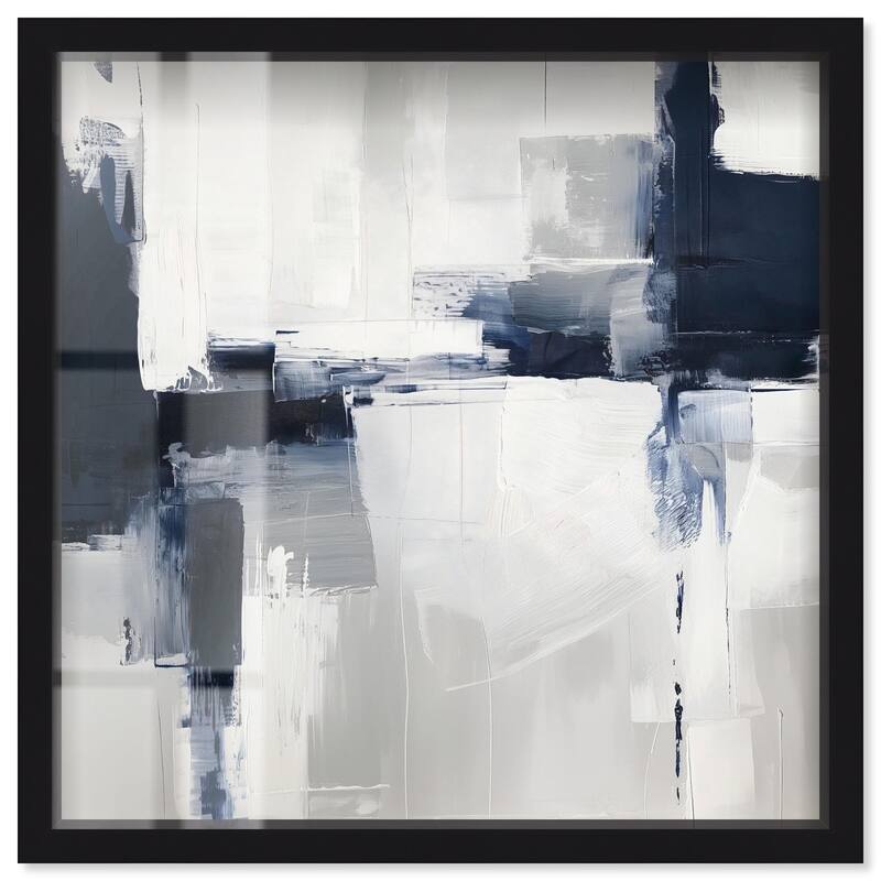 Porcelain Blue on White II Shadowbox by Art Remedy - Black - 40" x 40"