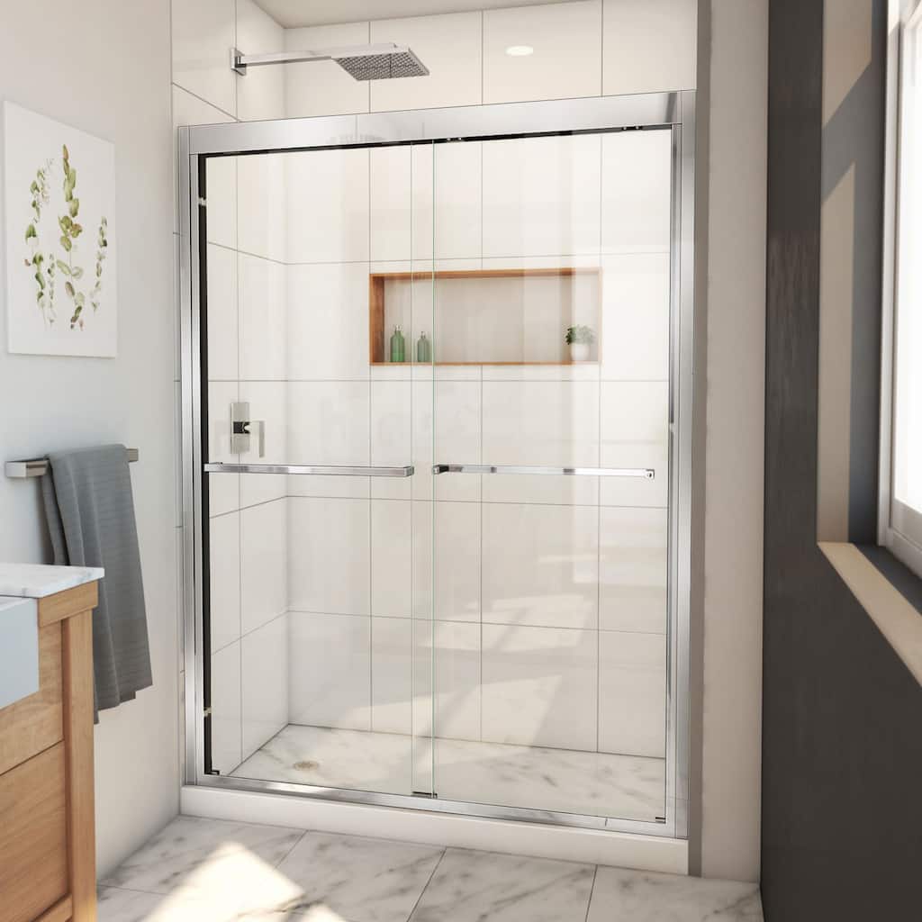 DreamLine Duet Plus 50-54 in. W x 72 in. H Semi-Frameless Bypass Sliding Shower Door in Chrome