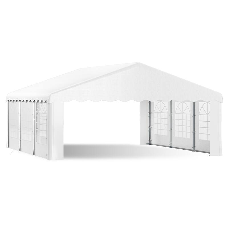 Durable Party Tent Gazebo for Events, Weddings, and BBQs - Includes Removable Sidewalls with Windows & Storage Bags, White
