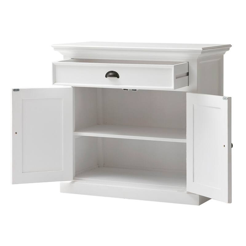 Modern Farmhouse White Accent Cabinet - 33.5" x 35. 4" x 19.7"