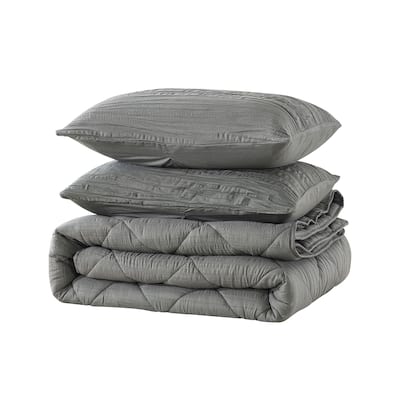 Pleats Comforter Set with 2 Pillow Shams