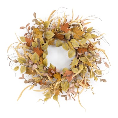 Fall Leaf and Mini Pumpkin Wreath