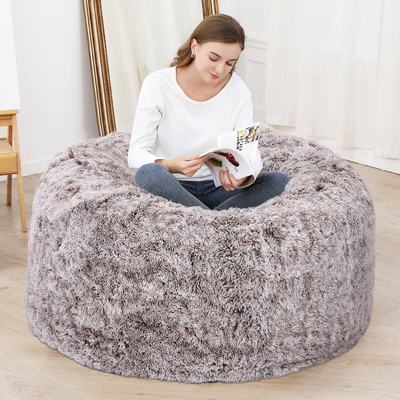 Fluffy Bean Bag Covers Only, Soft PV Velvet Bean Bag Chair Cover for Living Room Bedroom, No Filling