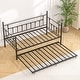 preview thumbnail 21 of 34, VECELO Roman Column Daybed 79" Iron Frame Space Saving Daybed Set with Rolling Trundle for Guest Teen Room Black or White