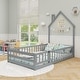 preview thumbnail 8 of 18, Twin Size House Shape Floor Bed with Lockable Door and Full-Length Guardrail