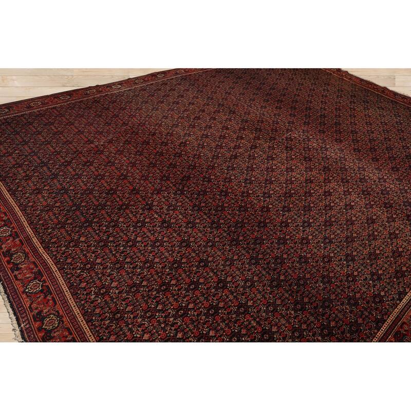 Hand Knotted Antique Black Persian Wool Traditional Oriental Area Rug - 10' x 13' 2''