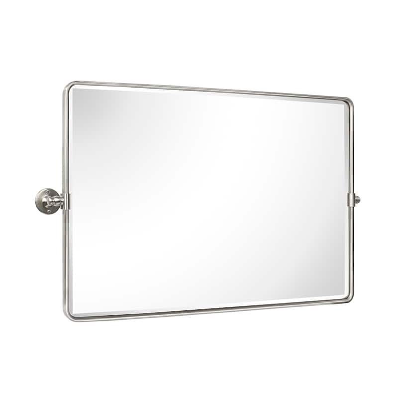 TEHOME Lutalo horizontal Beveled Bathroom / Vanity Mirror - 24" x 38" - Brushed Nickel