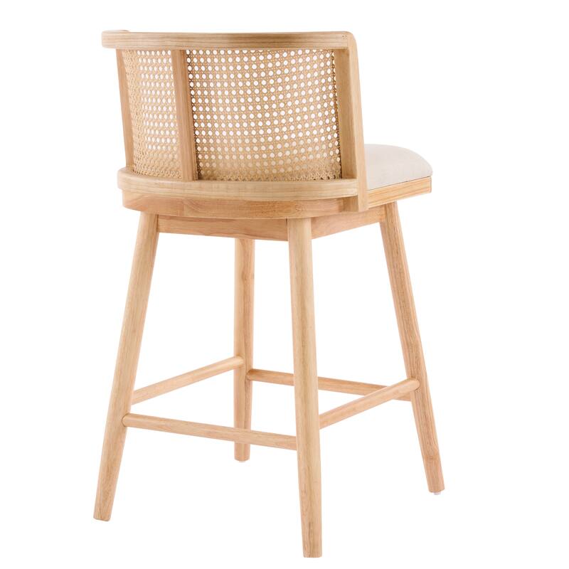 Roomfitters Talia Indoor Rubberwood Counter Stools with Rattan Back, Set of 2 - Set of 2