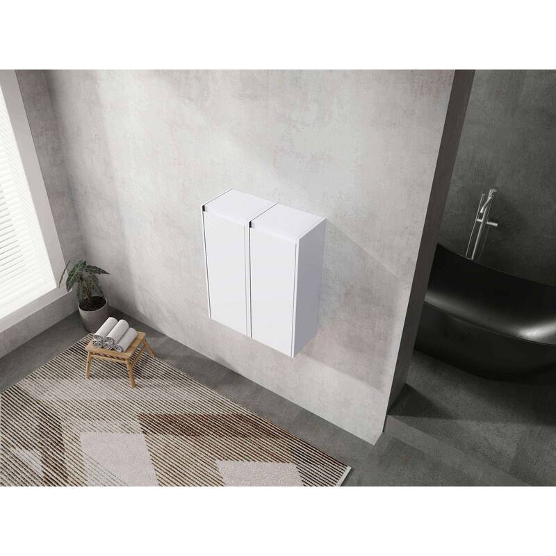 Modern Wall-Mounted Bathroom Side Cabinet with Soft-Close Doors, Floating Design, 6 Storage Compartments, 12-Inch Width