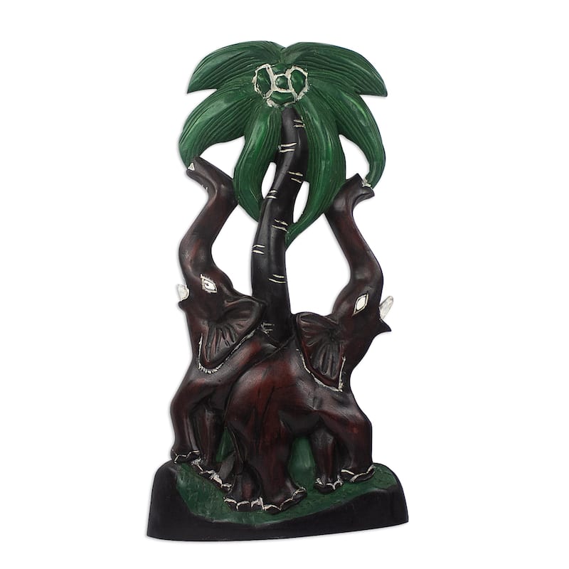 Novica Handmade Elephant Couple Wood Wall Accent