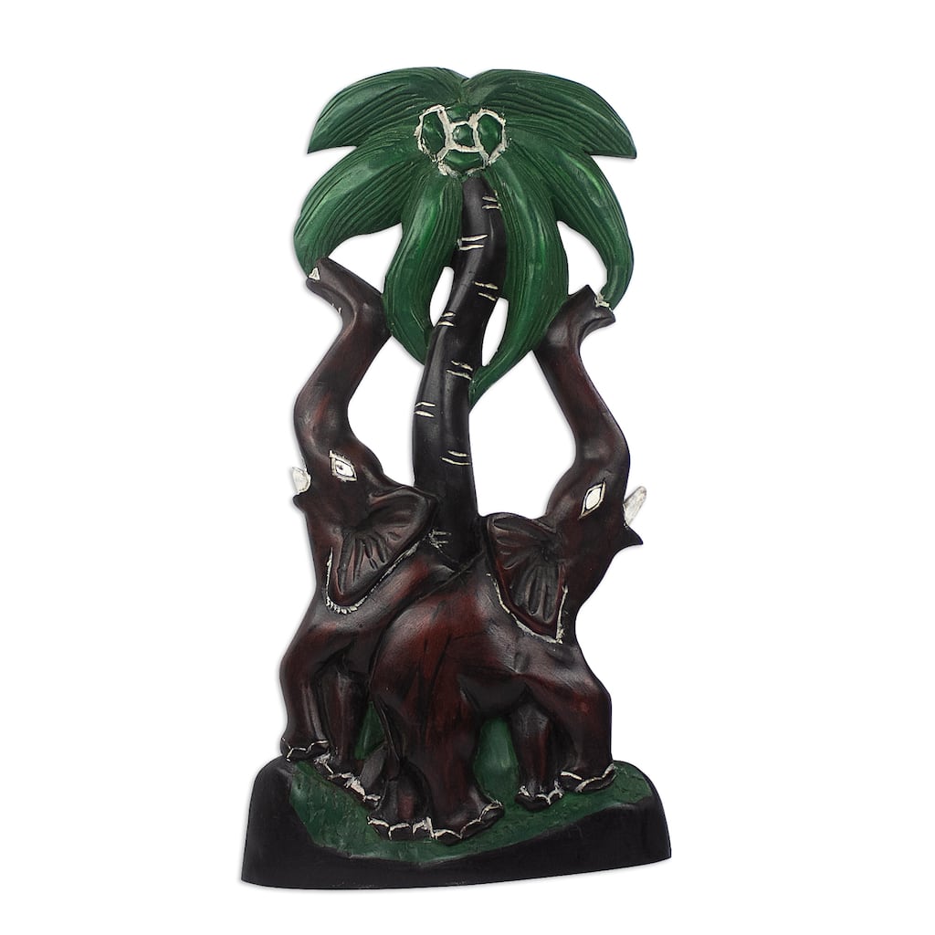 Novica Handmade Elephant Couple Wood Wall Accent