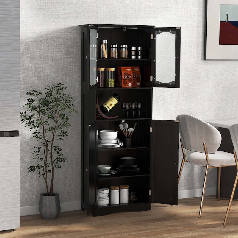 Costway 64.5" Tall Bathroom Cabinet with Tempered Glass Doors - See Details
