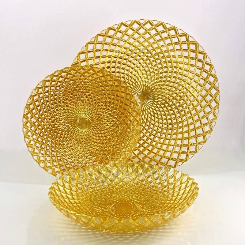 Unique Diamond Pattern Glass Dinner Set Perfect for Everyday Dining and Special Occasions