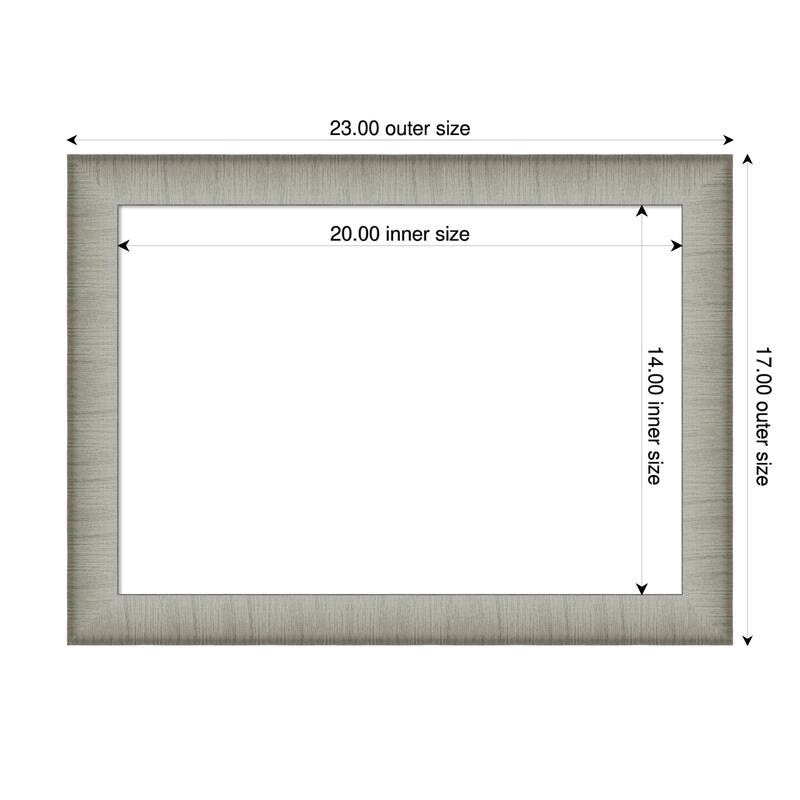 Amanti Art Elegant Brushed Bronze Narrow Framed Dry Erase Magnetic Board - 23 x 17 in - Elegant Brushed Pewter Narrow