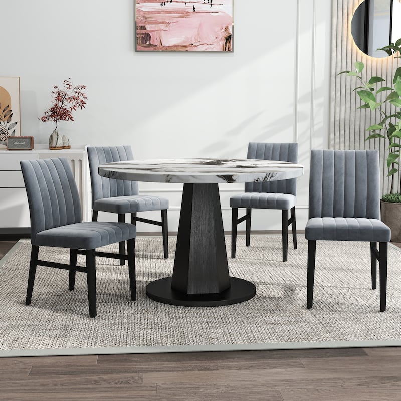 Roundhill Furniture Cavira 5-Piece Round Modern Dining Set