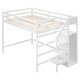 preview thumbnail 17 of 18, Solid Wood Loft Bed Frame with Built in Storage Wardrobe,Full Size