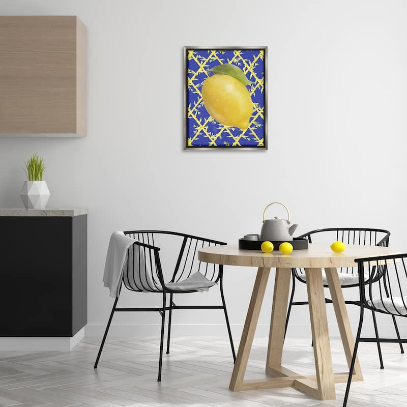 Stupell Bold Lemon over Blue Framed Floater Canvas Wall Art Design By Matthew Piotrowicz