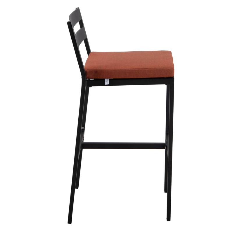Patio Bar Stool in Powder-Coated Aluminum Frame with Removable Cushion Set of 4