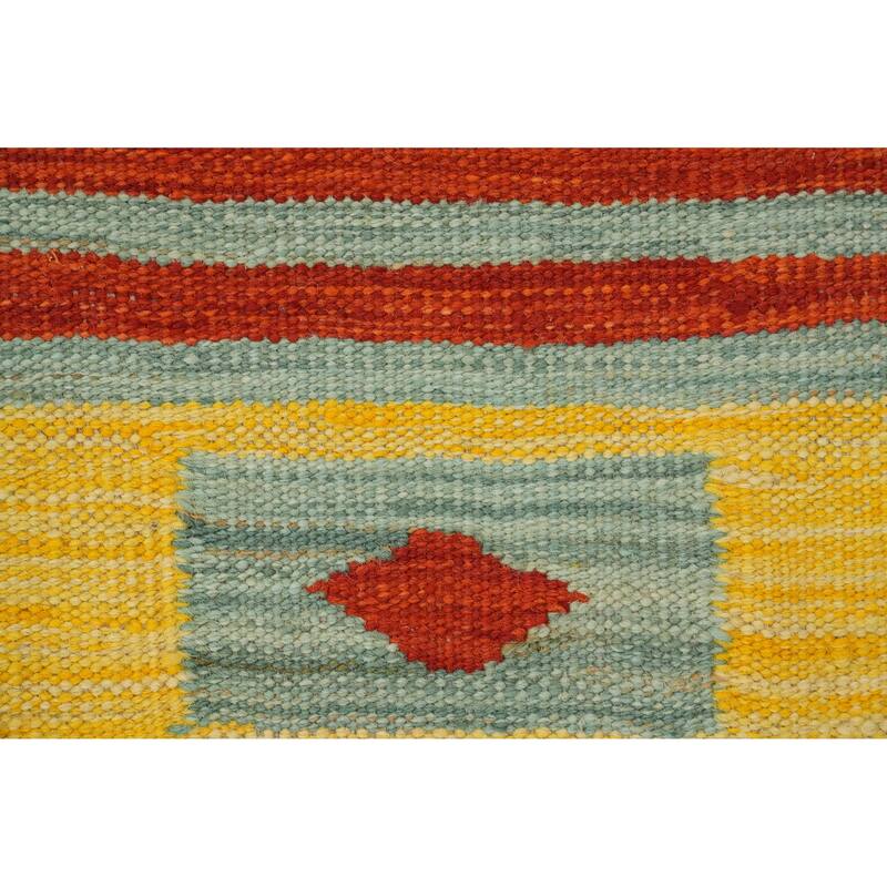 Hand Woven Oriental 100% Wool Carpet Southwestern Tribal Multi-Colored Kilim Area Rug - 6' 6'' X 5' 0''