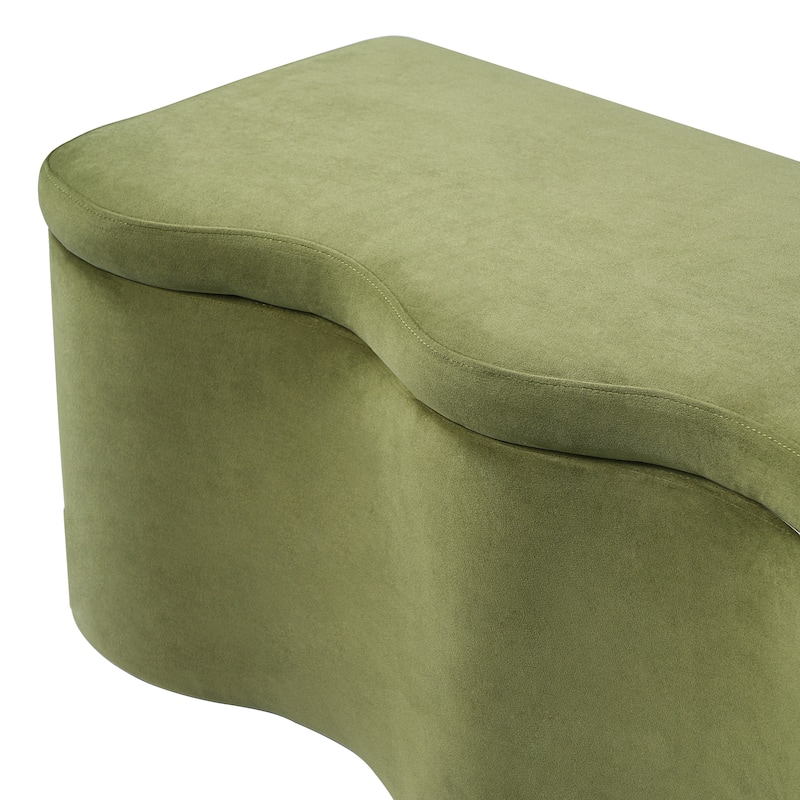 Christopher Knight Home - Curve Modern Upholstered Storage Ottoman with Curved Wave Design