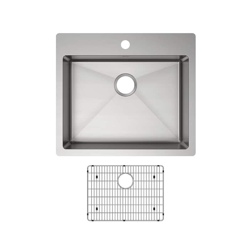 Elkay Crosstown Stainless Steel 25" x 22" x 6", Single Bowl Dual Mount ADA Sink Kit - One Faucet Hole