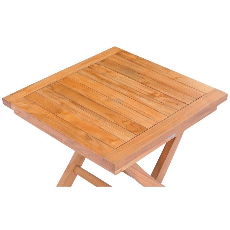 Chic Teak Titanic Outdoor Teak Wood Folding Side Table, 20 inches square