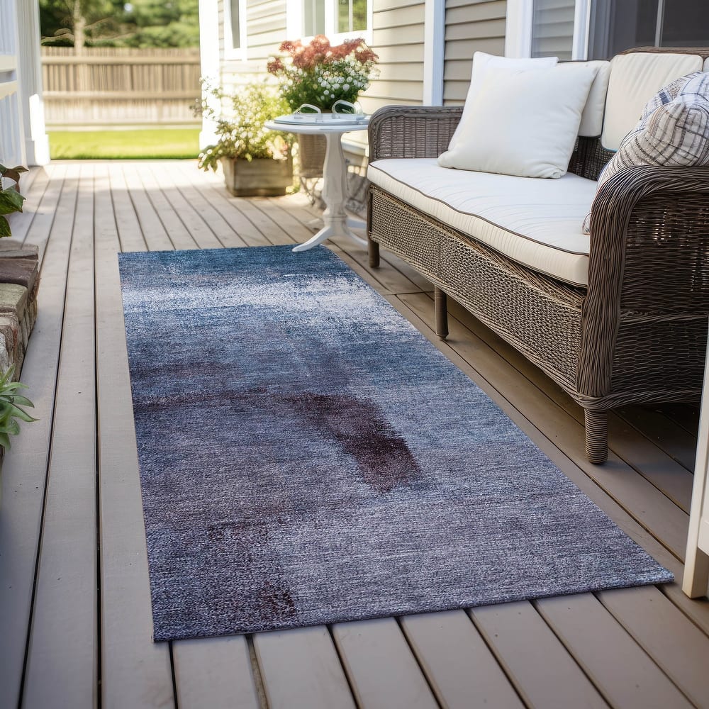 Machine Washable Indoor/ Outdoor Chantille Solid Ombre Rug
