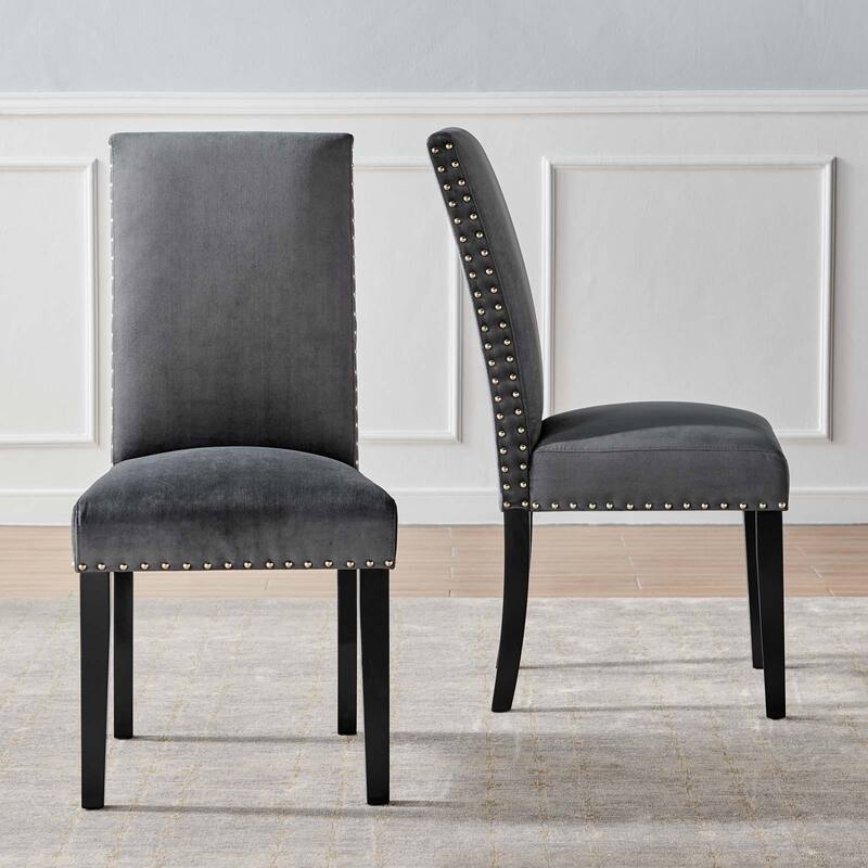Silver Orchid Lind Velvet Nailhead Trim Dining Side Chairs (Set of 2)