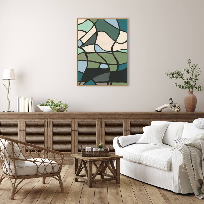 Amanti Art Multicolor Stained Glass II by Regina Moore Framed Canvas Wall Art Print - Sylvie Maple