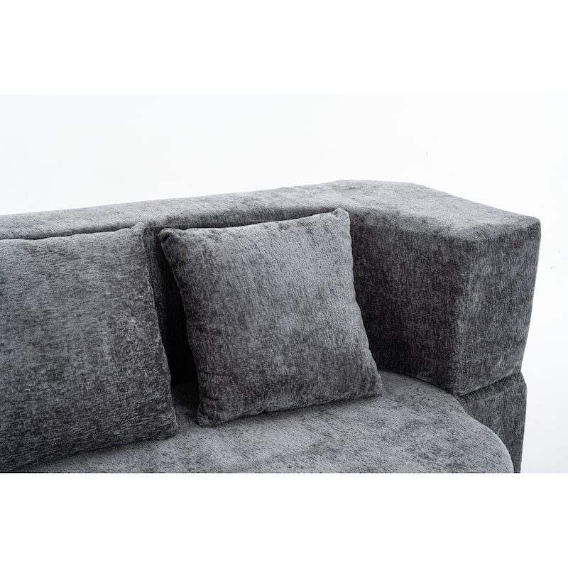 3-Seater Convertible Sofa Bed, Chenille Fabric Sleeper Sofa, High-Density Sponge Daybed, No Assembly Required