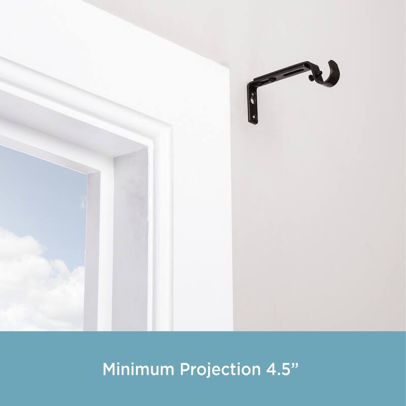 Kenney® 3/4" Adjustable 4.5-6.125" Curtain Rod Mounting Brackets, Set of 2, Black