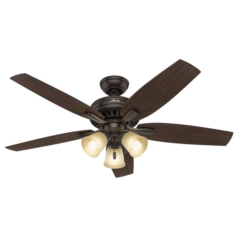 Hunter 52" Newsome Ceiling Fan with 3-Light LED Light Kit and Pull Chain - Traditional