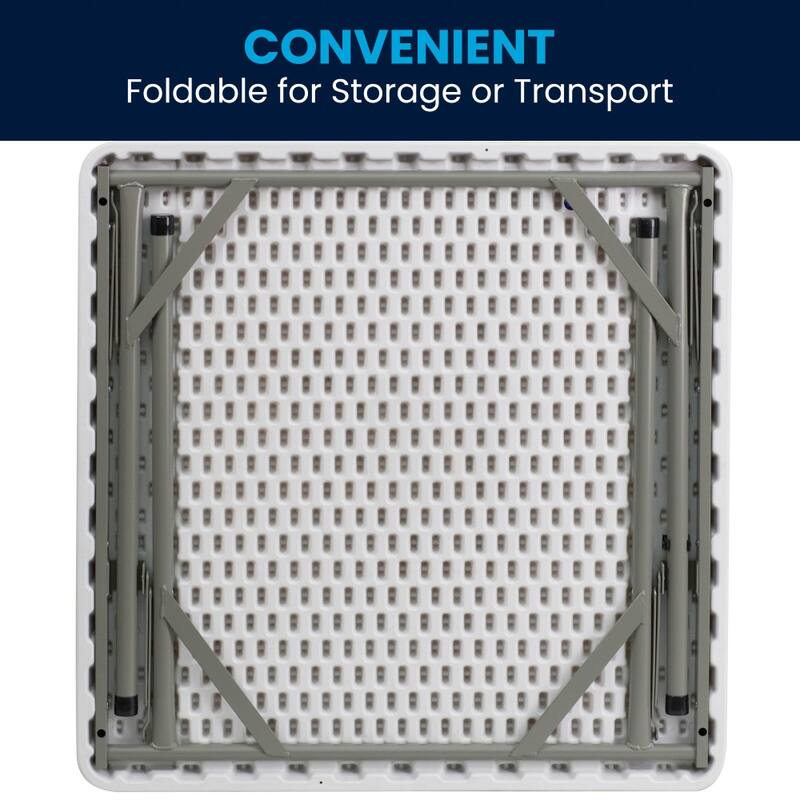 2.85-Foot Square Plastic Folding Table - Event Folding Table - 34.25"D x 34.25"W x 29.5"H