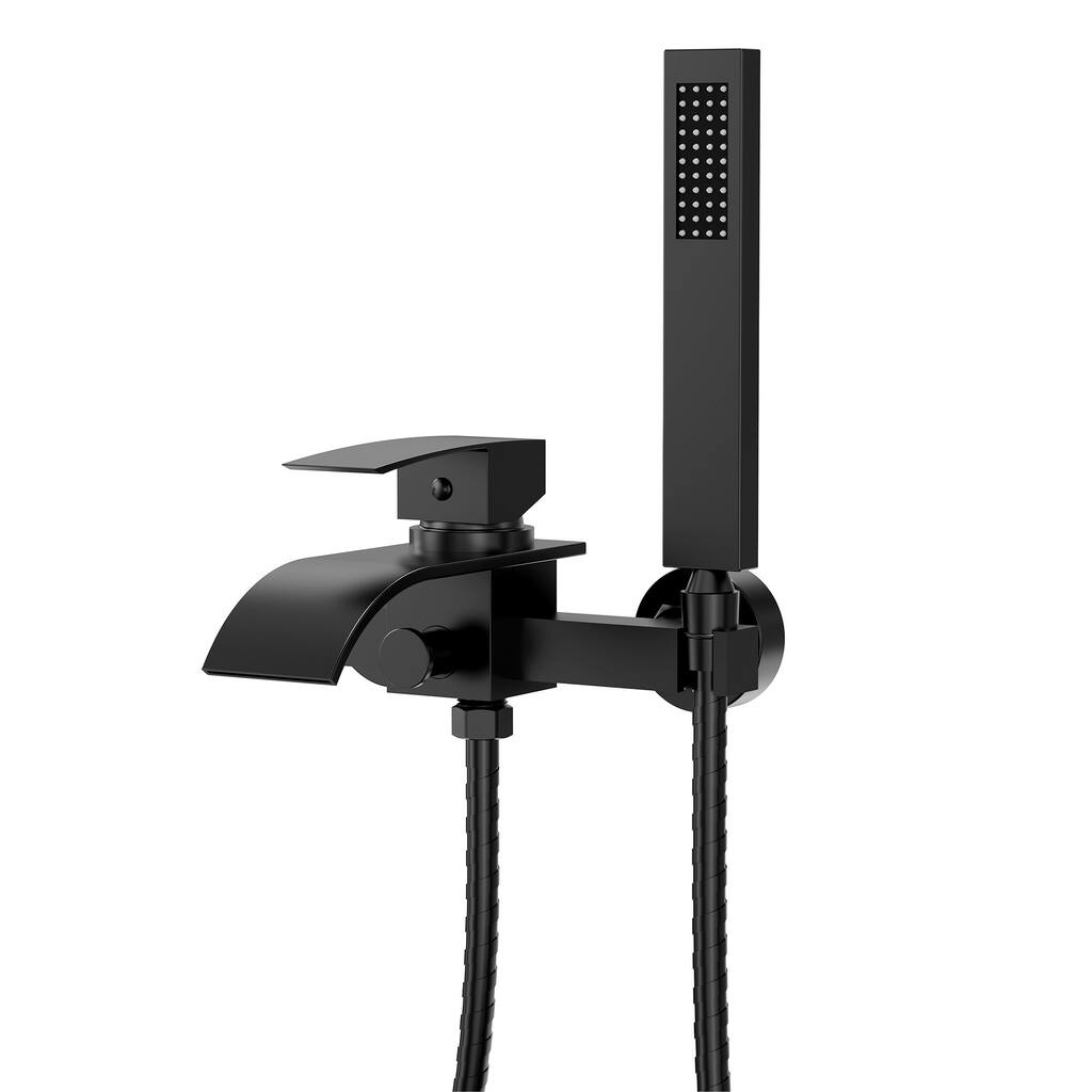 GRANDJOY Wall-mount Waterfall Bathtub Faucet with Handheld Shower