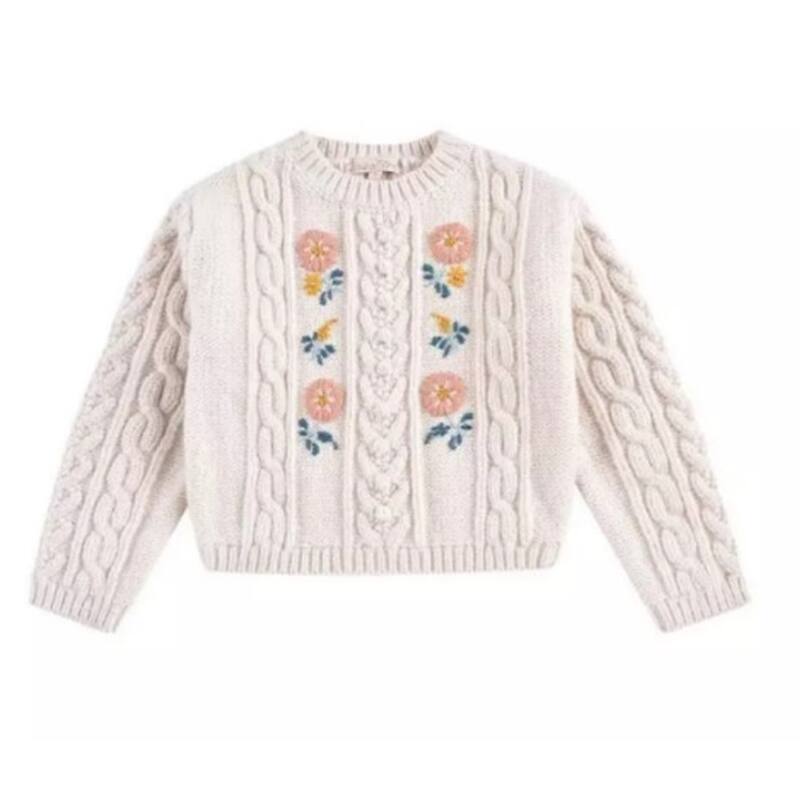 Laurenza's Cream Floral Embroidered Sweater