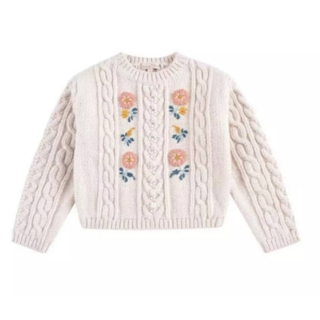 Laurenza's Cream Floral Embroidered Sweater