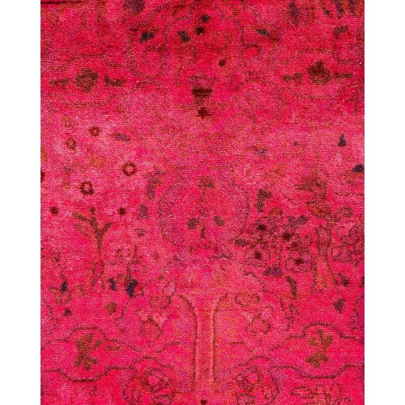 Overton Hand Knotted Wool Vintage Inspired Modern Contemporary Overdyed Pink Runner Rug - 2' 7" x 6' 2"