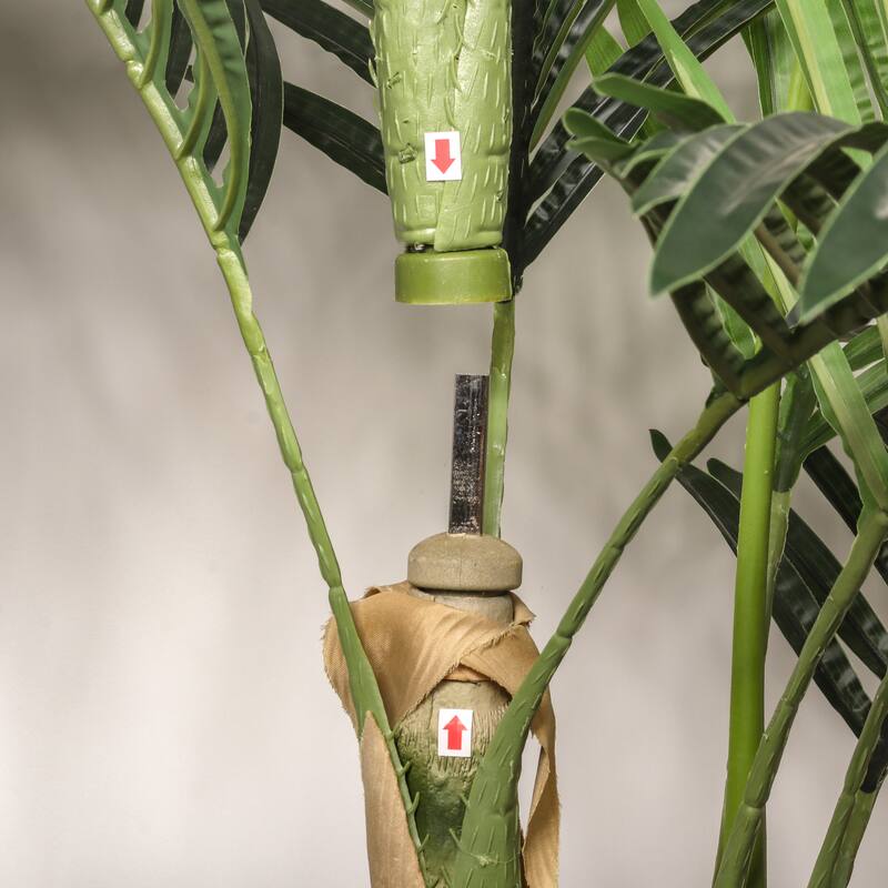 5FT Golden Cane Artificial Palm Tree, Tropical Fake Plant for Indoor Outdoor Decoration, Faux Palm, 1pc/set - Green Leaves