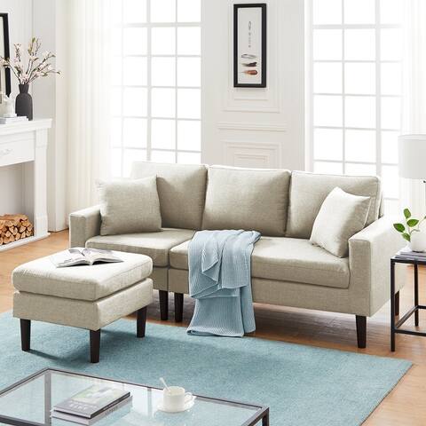 Modular Sofa on The Left Side With 2 Pillows in Dark Fabric