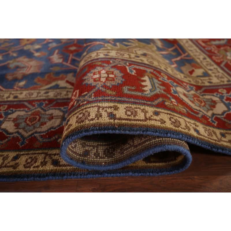 Blue Oushak Oriental Large Area Rug Handmade Wool Carpet - 7'11" X 15'9"